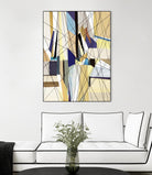 SeaCruise by Lori Dubois on GIANT ART - beige geometric shapes angled black lines