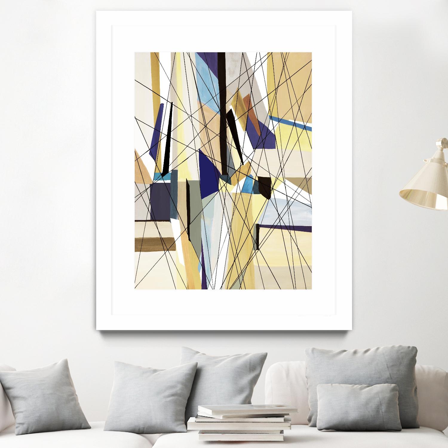 SeaCruise by Lori Dubois on GIANT ART - beige geometric shapes angled black lines