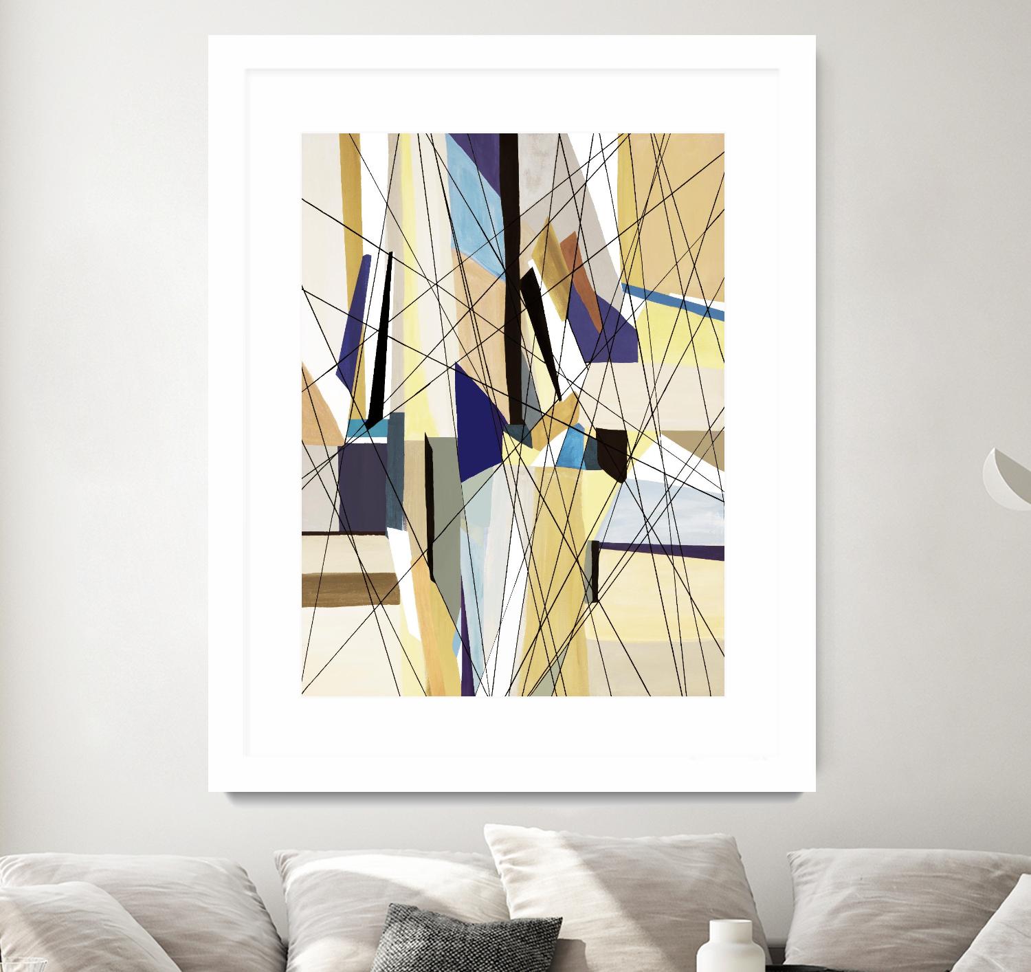 SeaCruise by Lori Dubois on GIANT ART - beige geometric shapes angled black lines