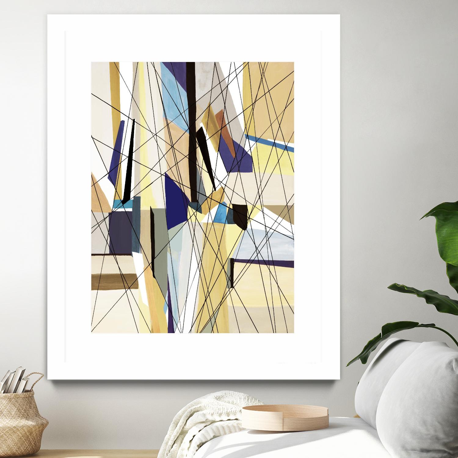 SeaCruise by Lori Dubois on GIANT ART - beige geometric shapes angled black lines