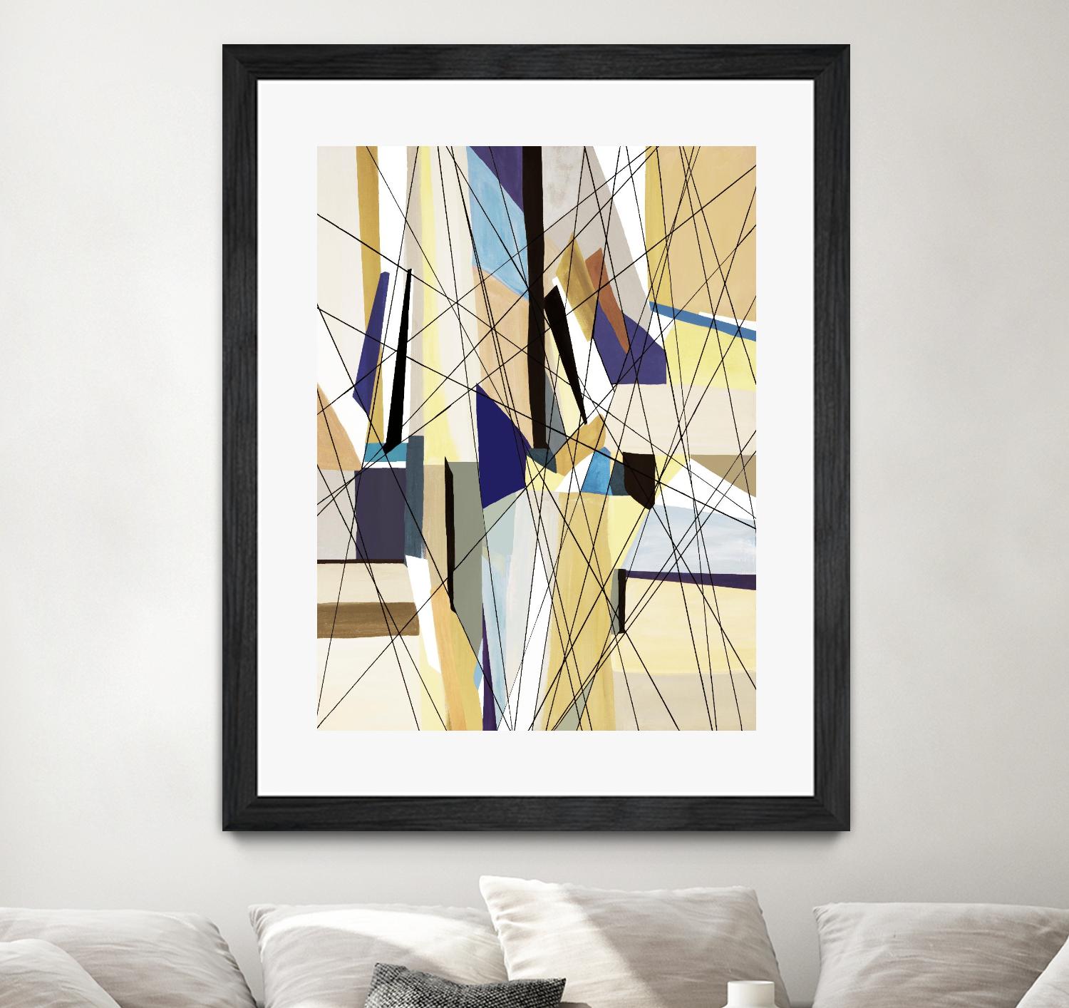 SeaCruise by Lori Dubois on GIANT ART - beige geometric shapes angled black lines