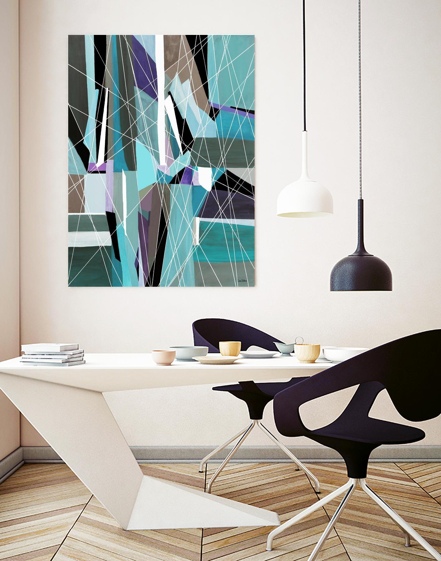 AquaGlass by Lori Dubois on GIANT ART - green linear aqua
