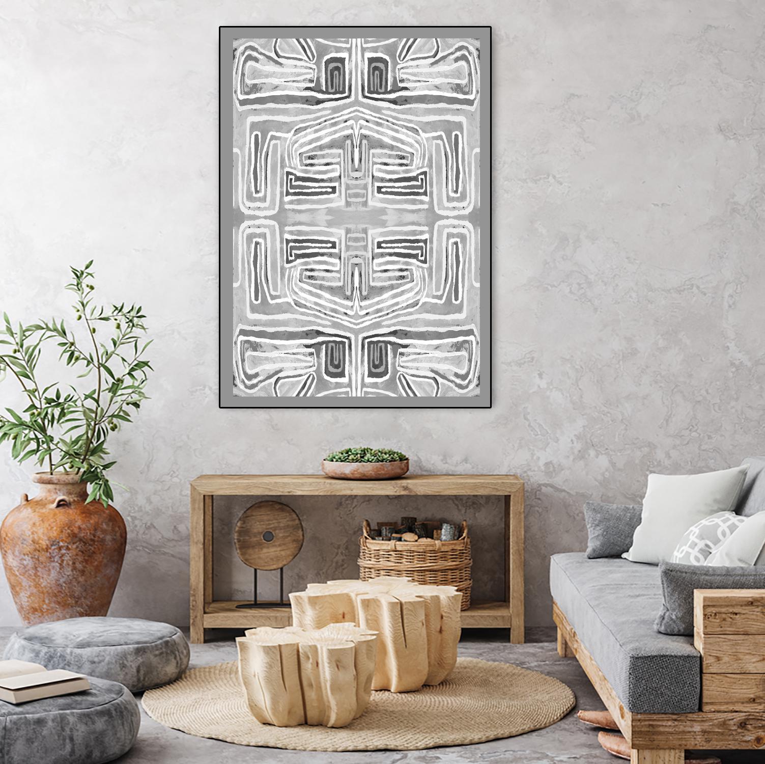 Dynasty-III by Lori Dubois on GIANT ART - white patterns gray border
