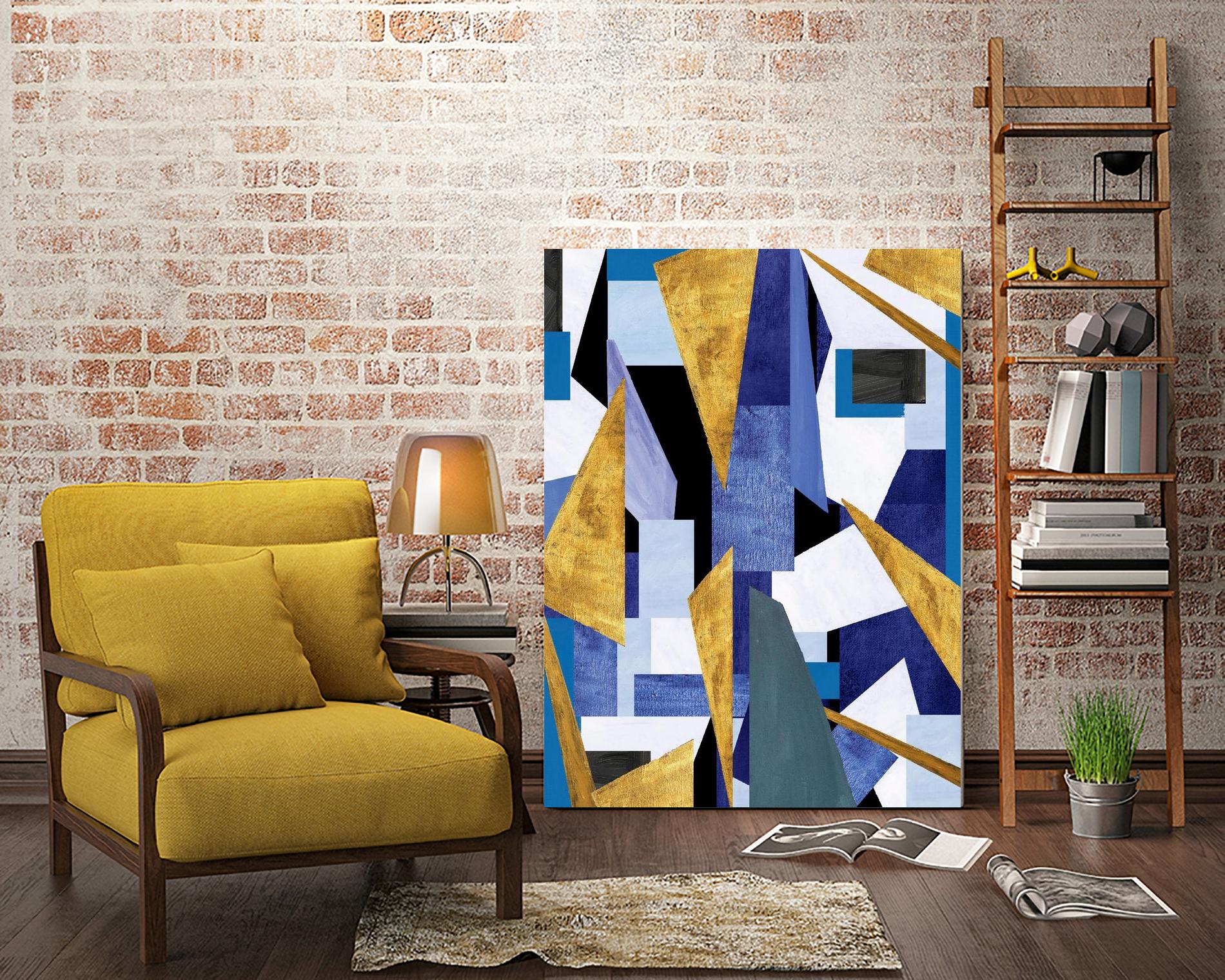 CosmicRain by Lori Dubois on GIANT ART - gold geometric black background