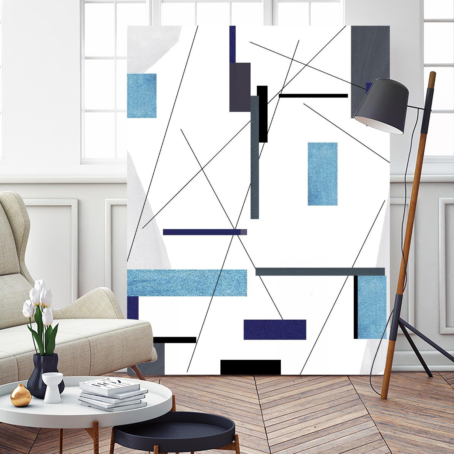 AvantGarde by Lori Dubois on GIANT ART - blue linear grays