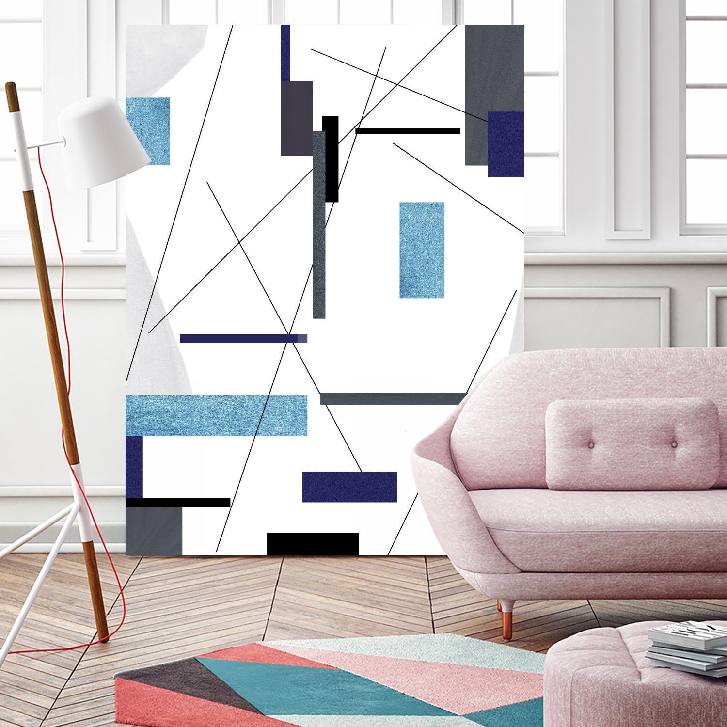 AvantGarde by Lori Dubois on GIANT ART - blue linear grays