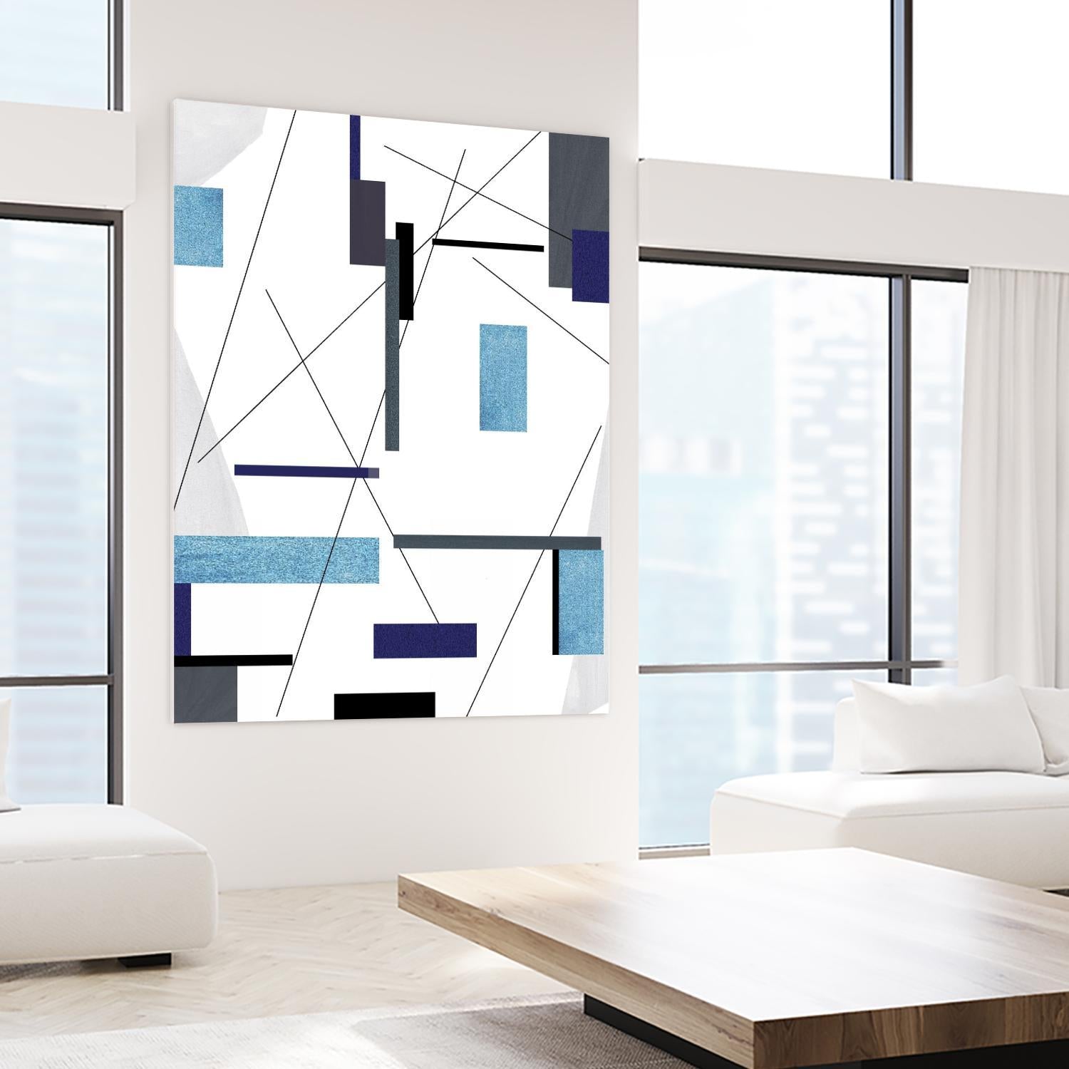 AvantGarde by Lori Dubois on GIANT ART - blue linear grays