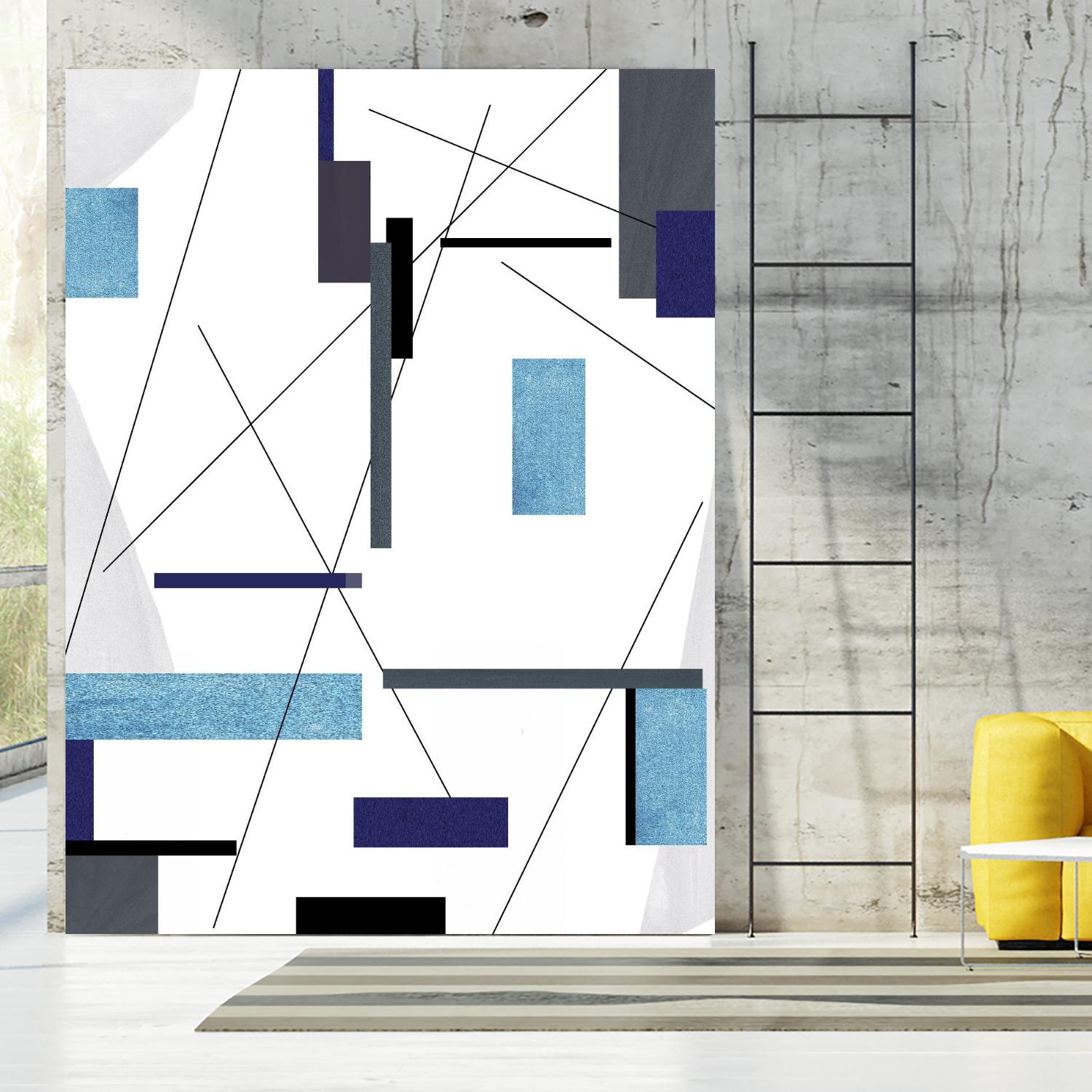 AvantGarde by Lori Dubois on GIANT ART - blue linear grays