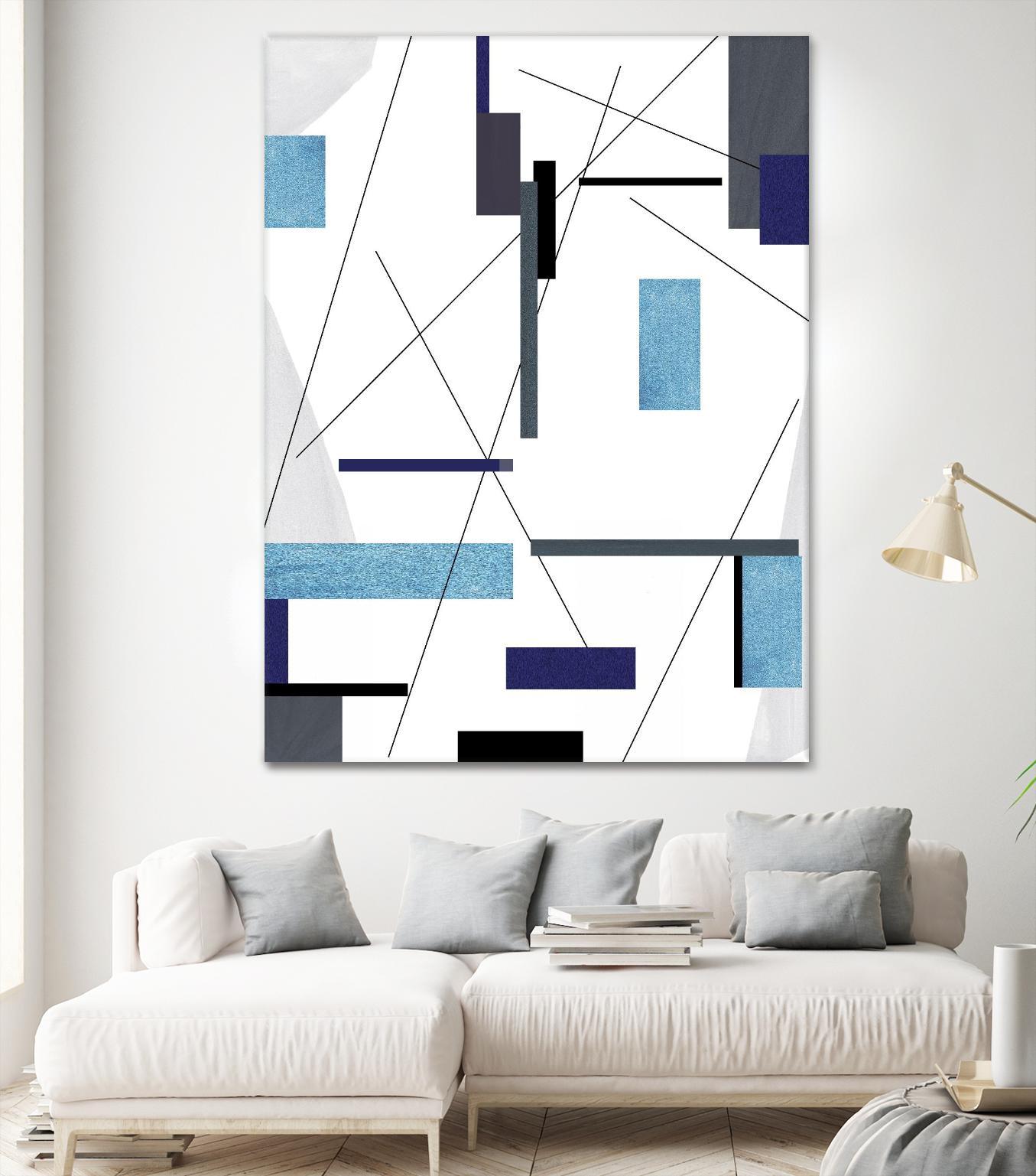 AvantGarde by Lori Dubois on GIANT ART - blue linear grays