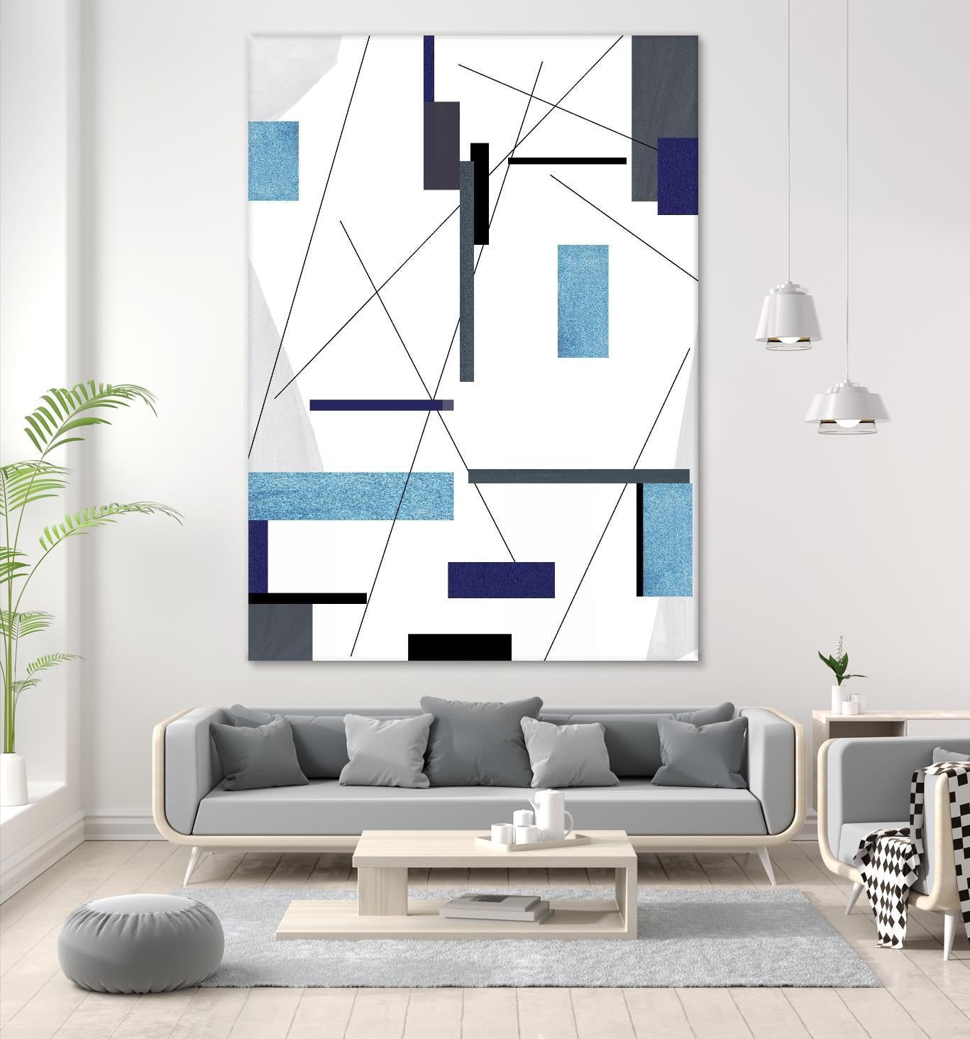 AvantGarde by Lori Dubois on GIANT ART - blue linear grays