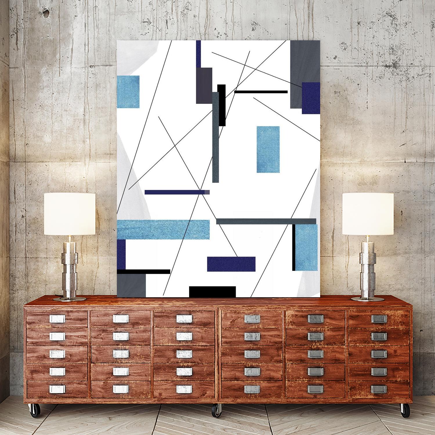 AvantGarde by Lori Dubois on GIANT ART - blue linear grays