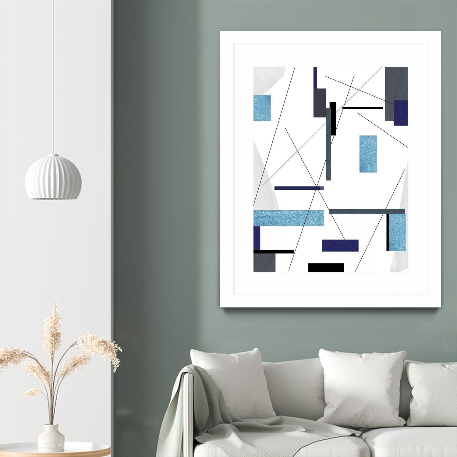 AvantGarde by Lori Dubois on GIANT ART - blue linear grays