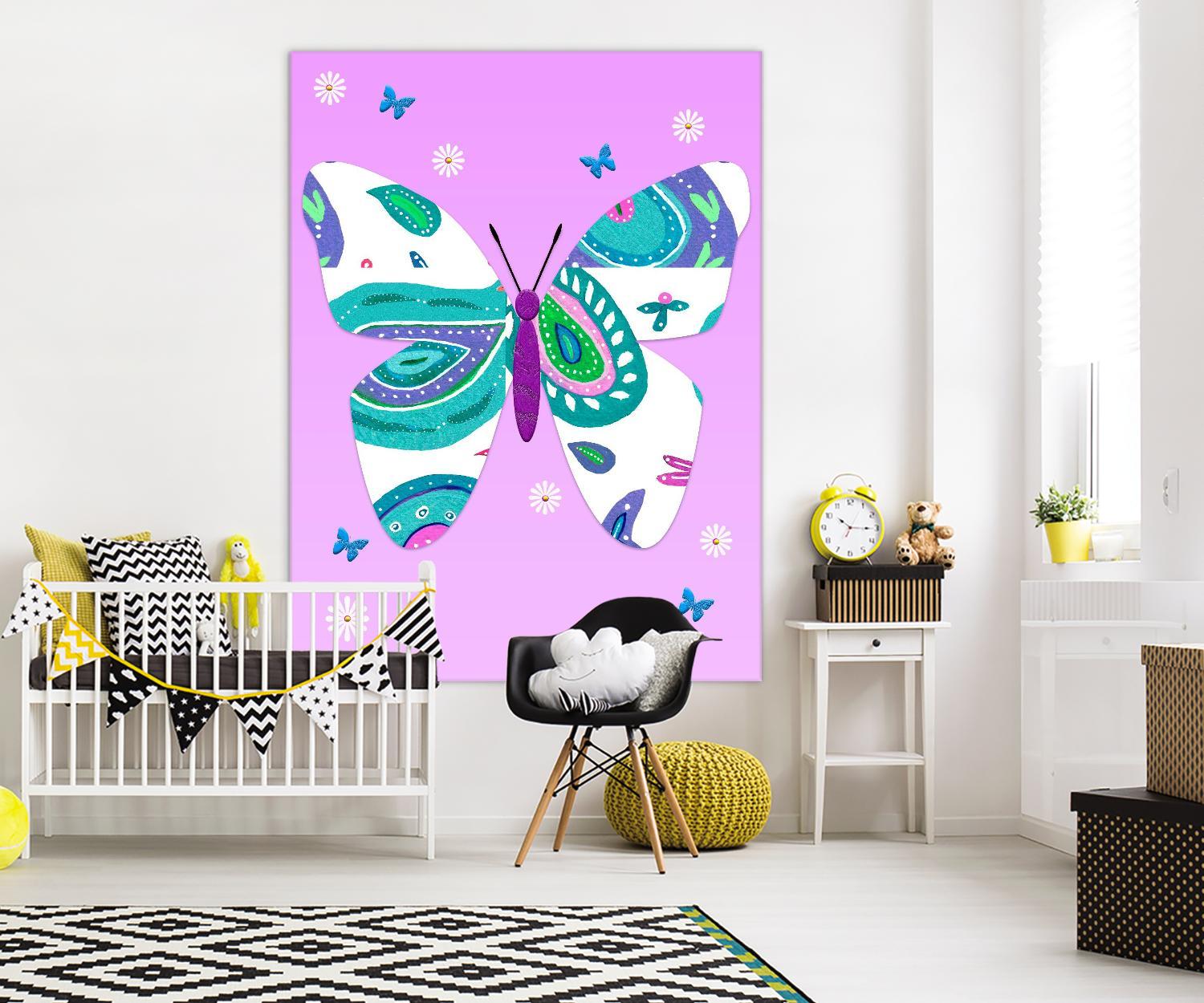 ModernButterfly-V - Lav by Lori Dubois on GIANT ART - pink art for kids doux