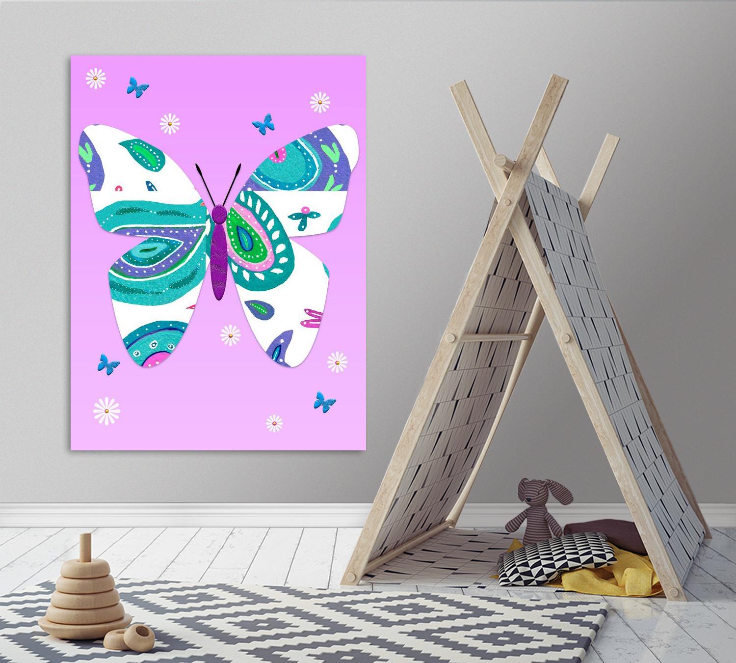 ModernButterfly-V - Lav by Lori Dubois on GIANT ART - pink art for kids doux