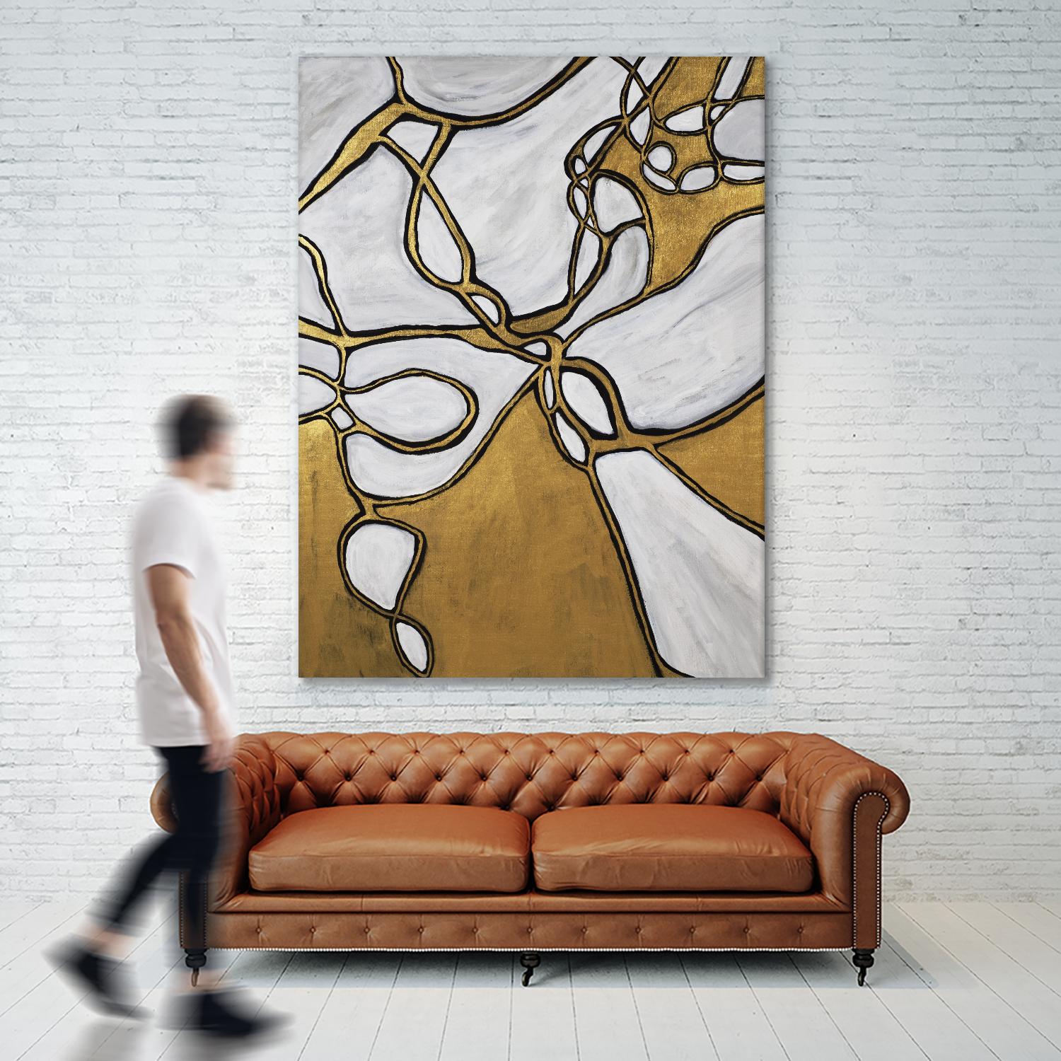 Mocha Latte -Gold - 2 by Lori Dubois on GIANT ART - gold linear