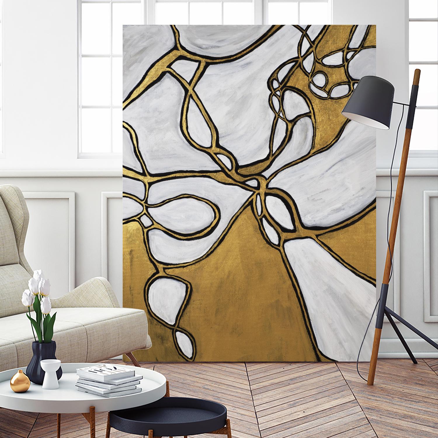 Mocha Latte -Gold - 2 by Lori Dubois on GIANT ART - gold linear