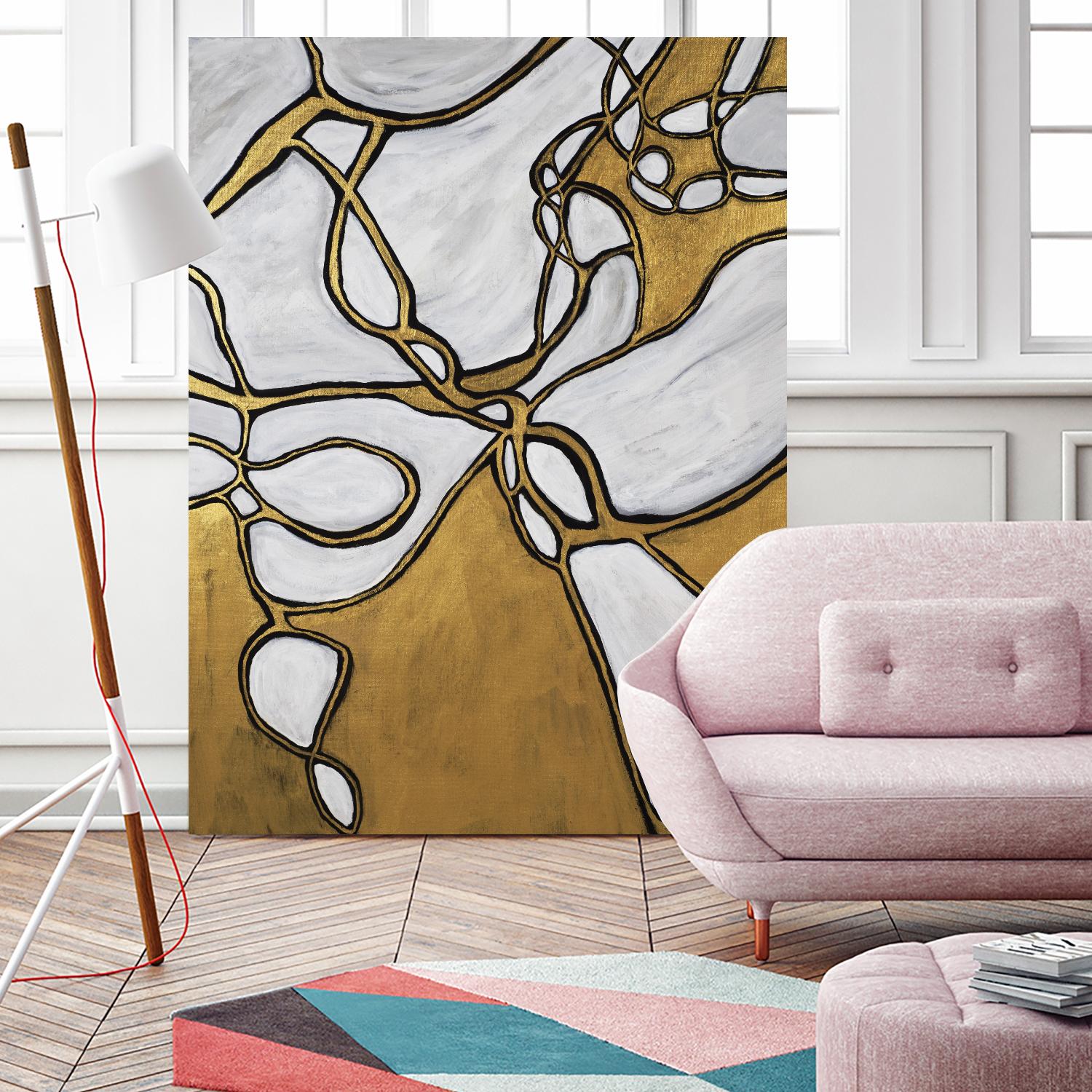 Mocha Latte -Gold - 2 by Lori Dubois on GIANT ART - gold linear