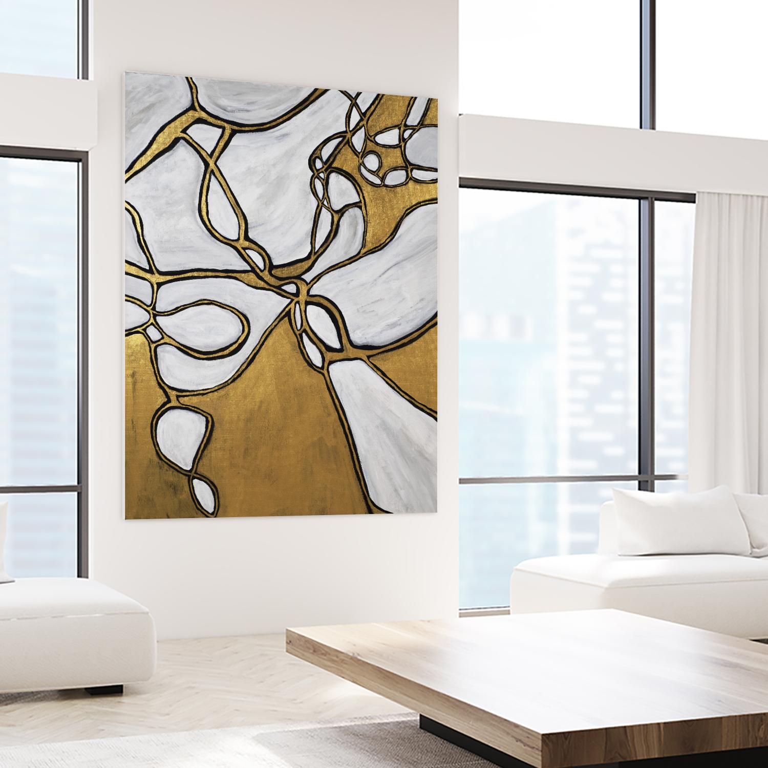 Mocha Latte -Gold - 2 by Lori Dubois on GIANT ART - gold linear