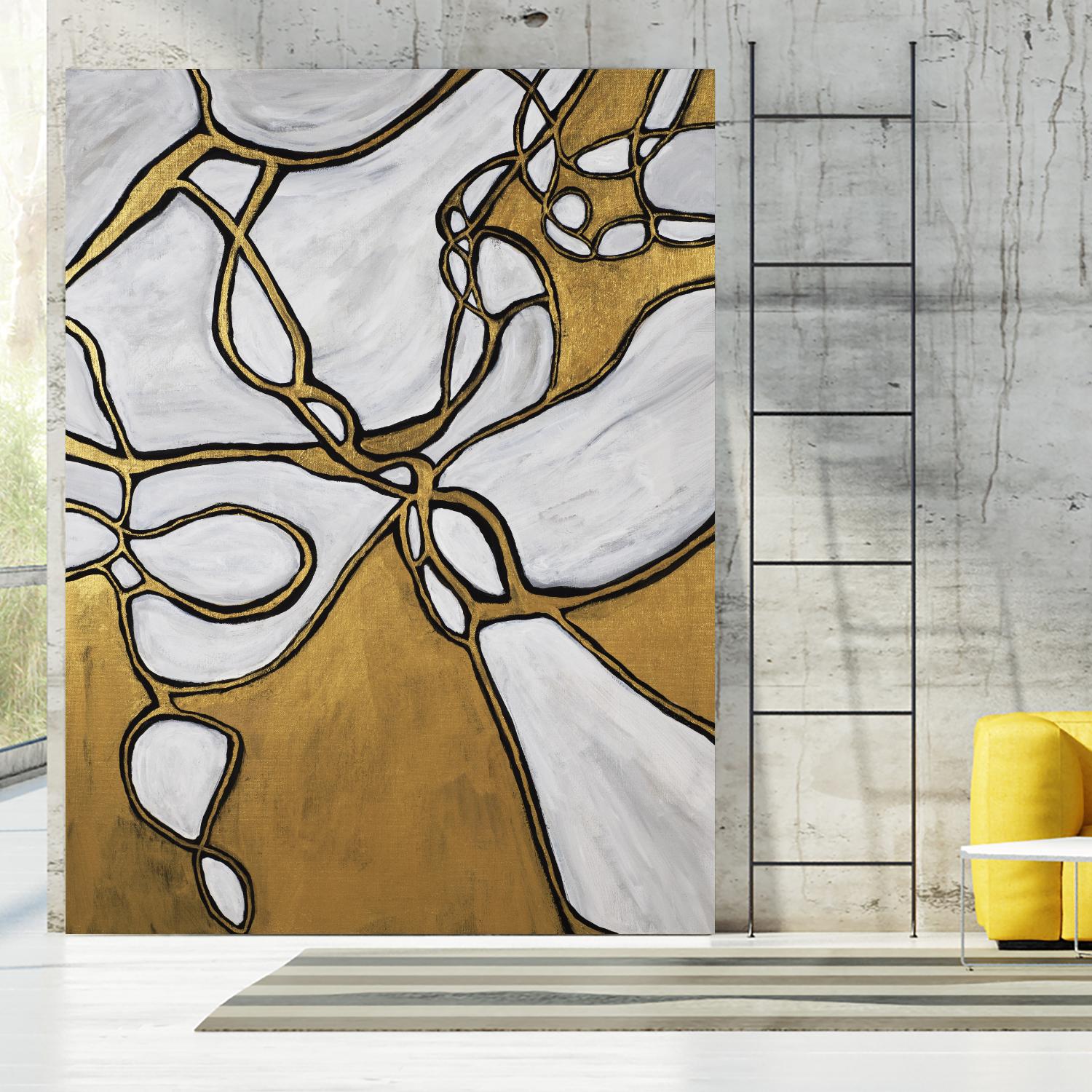 Mocha Latte -Gold - 2 by Lori Dubois on GIANT ART - gold linear