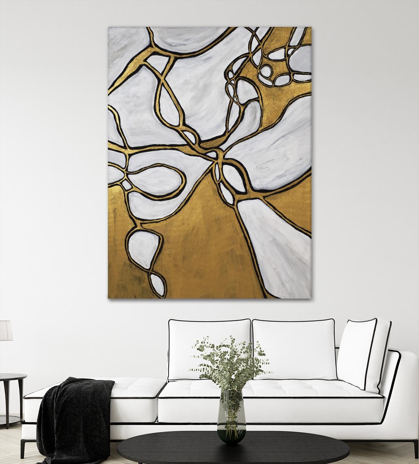 Mocha Latte -Gold - 2 by Lori Dubois on GIANT ART - gold linear