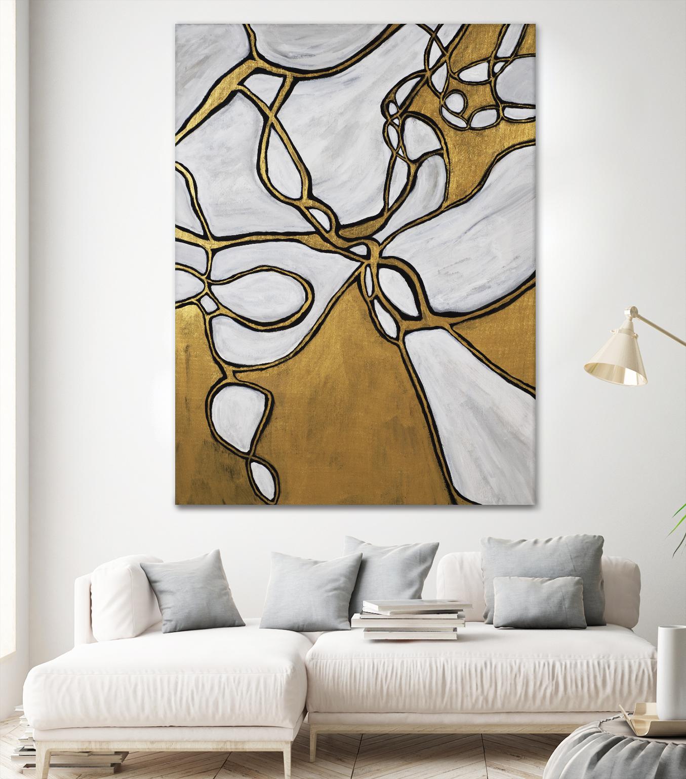 Mocha Latte -Gold - 2 by Lori Dubois on GIANT ART - gold linear