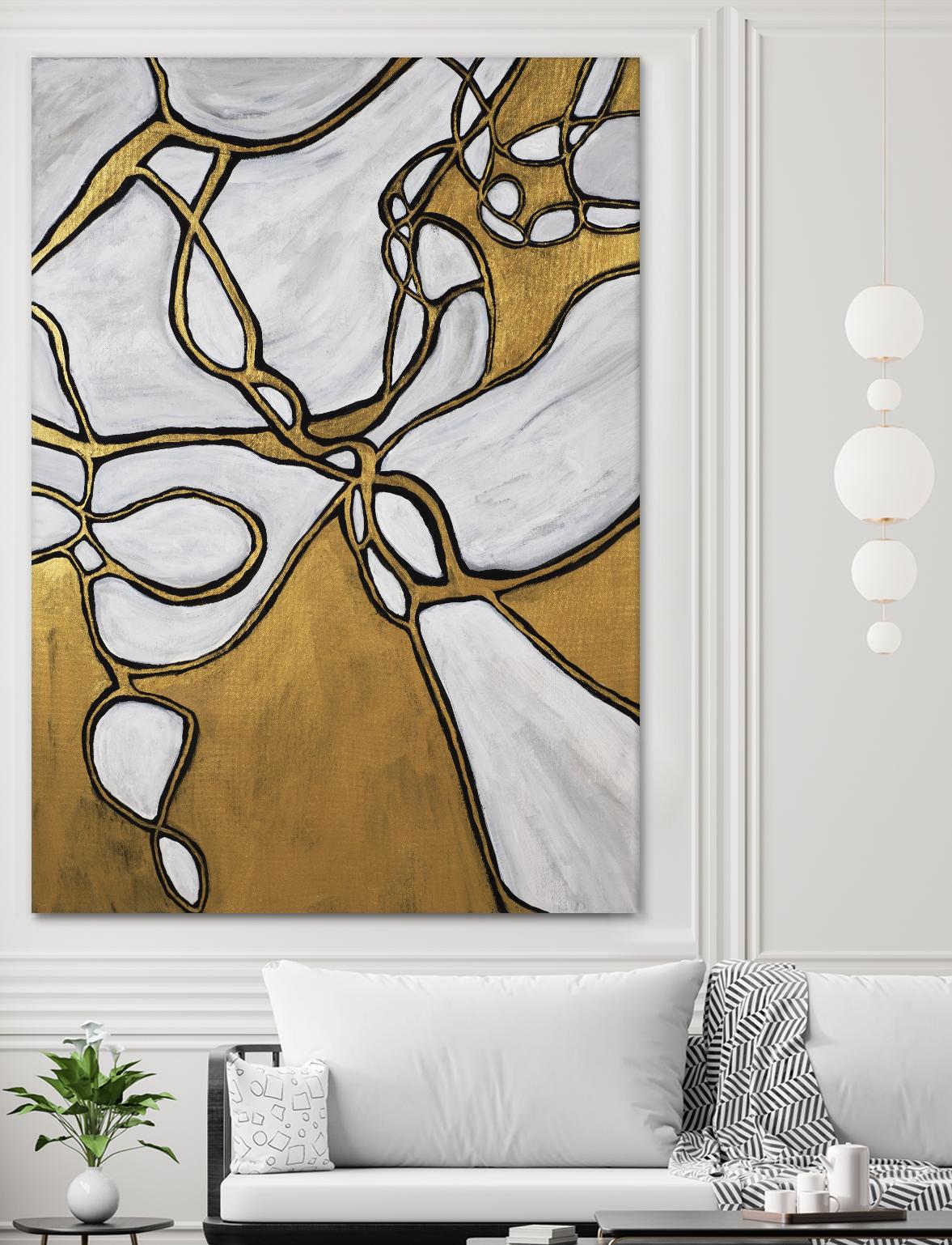 Mocha Latte -Gold - 2 by Lori Dubois on GIANT ART - gold linear