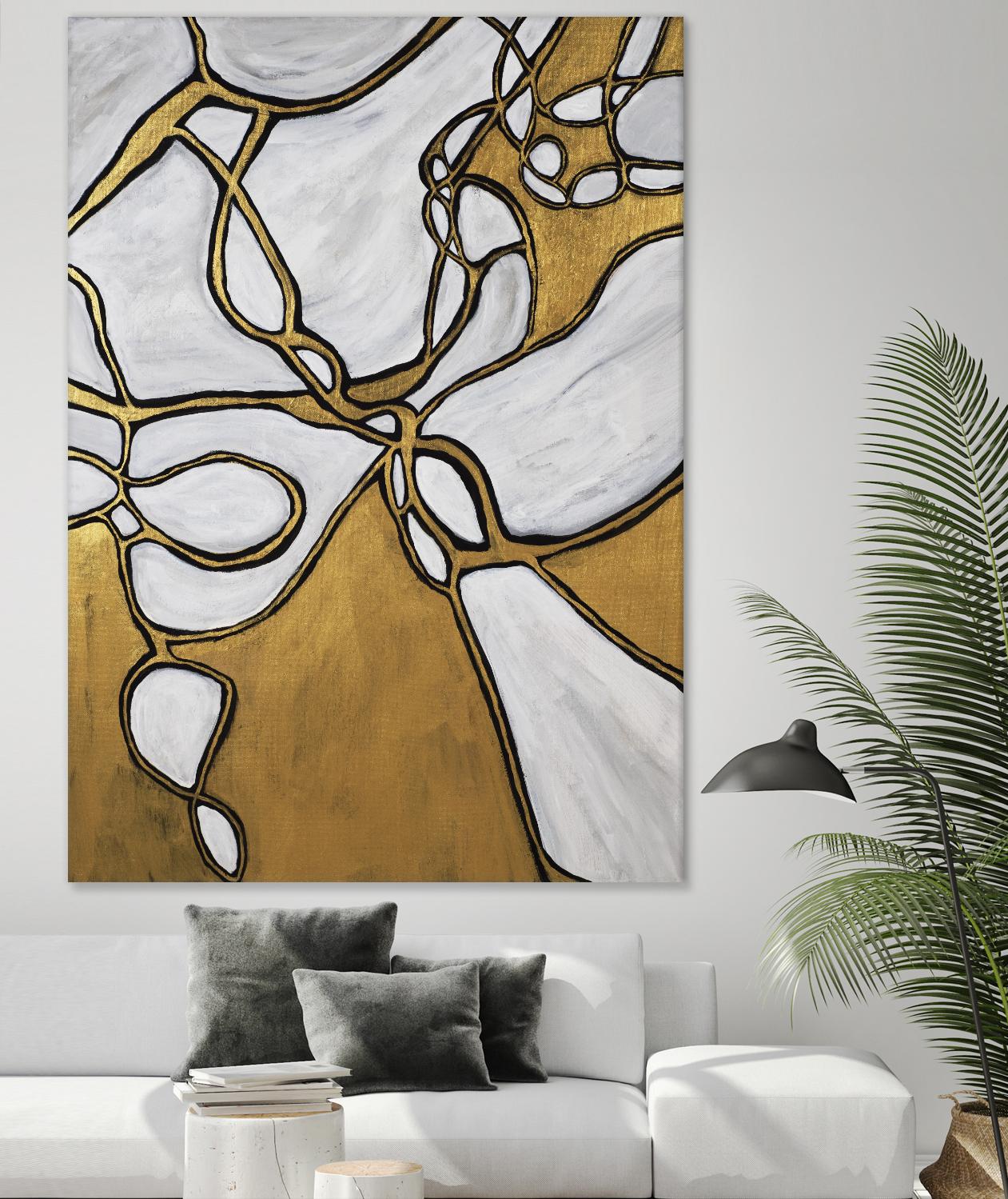 Mocha Latte -Gold - 2 by Lori Dubois on GIANT ART - gold linear