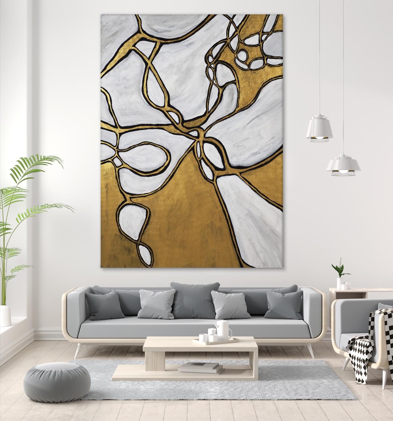 Mocha Latte -Gold - 2 by Lori Dubois on GIANT ART - gold linear