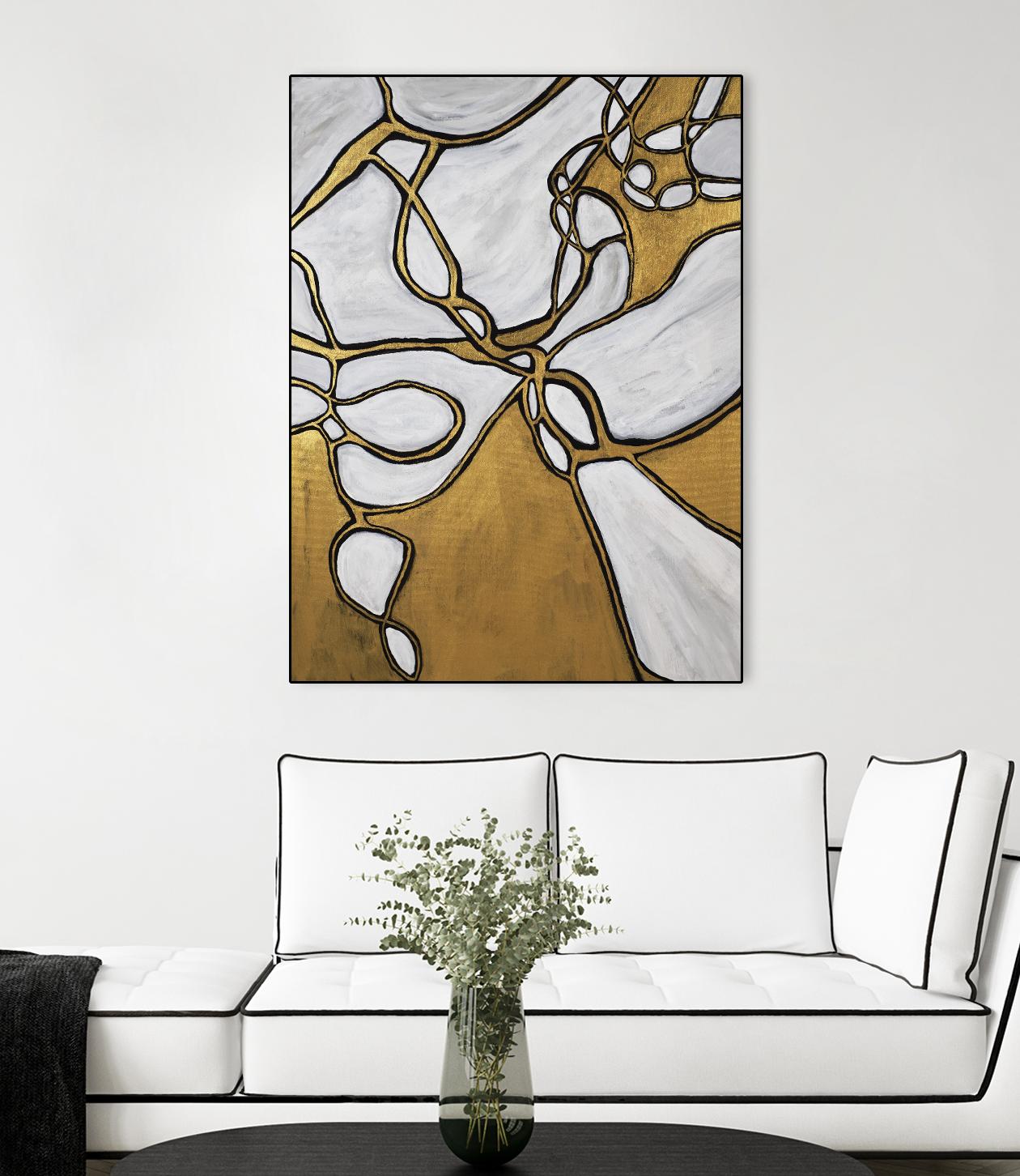 Mocha Latte -Gold - 2 by Lori Dubois on GIANT ART - gold linear
