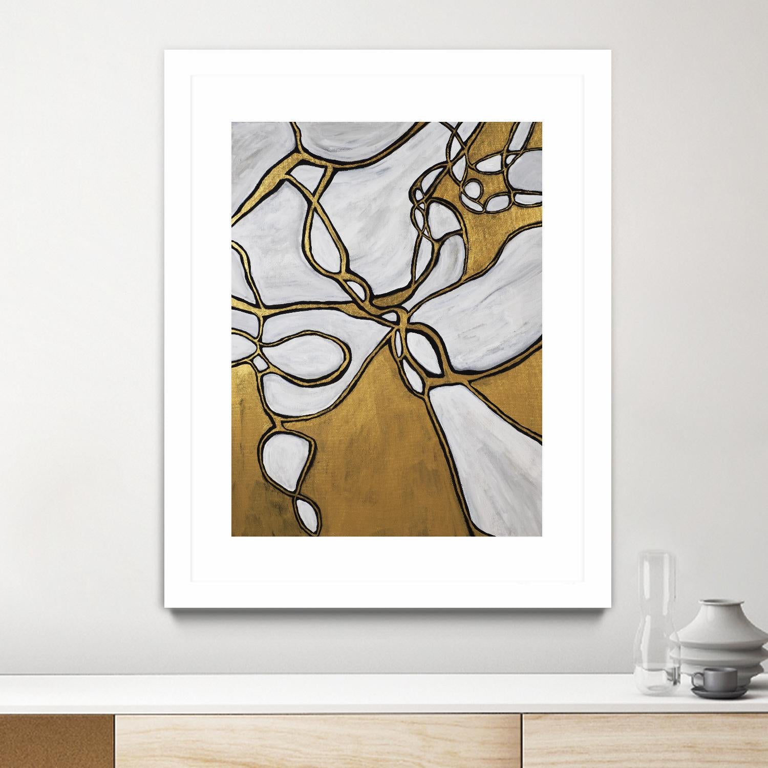 Mocha Latte -Gold - 2 by Lori Dubois on GIANT ART - gold linear