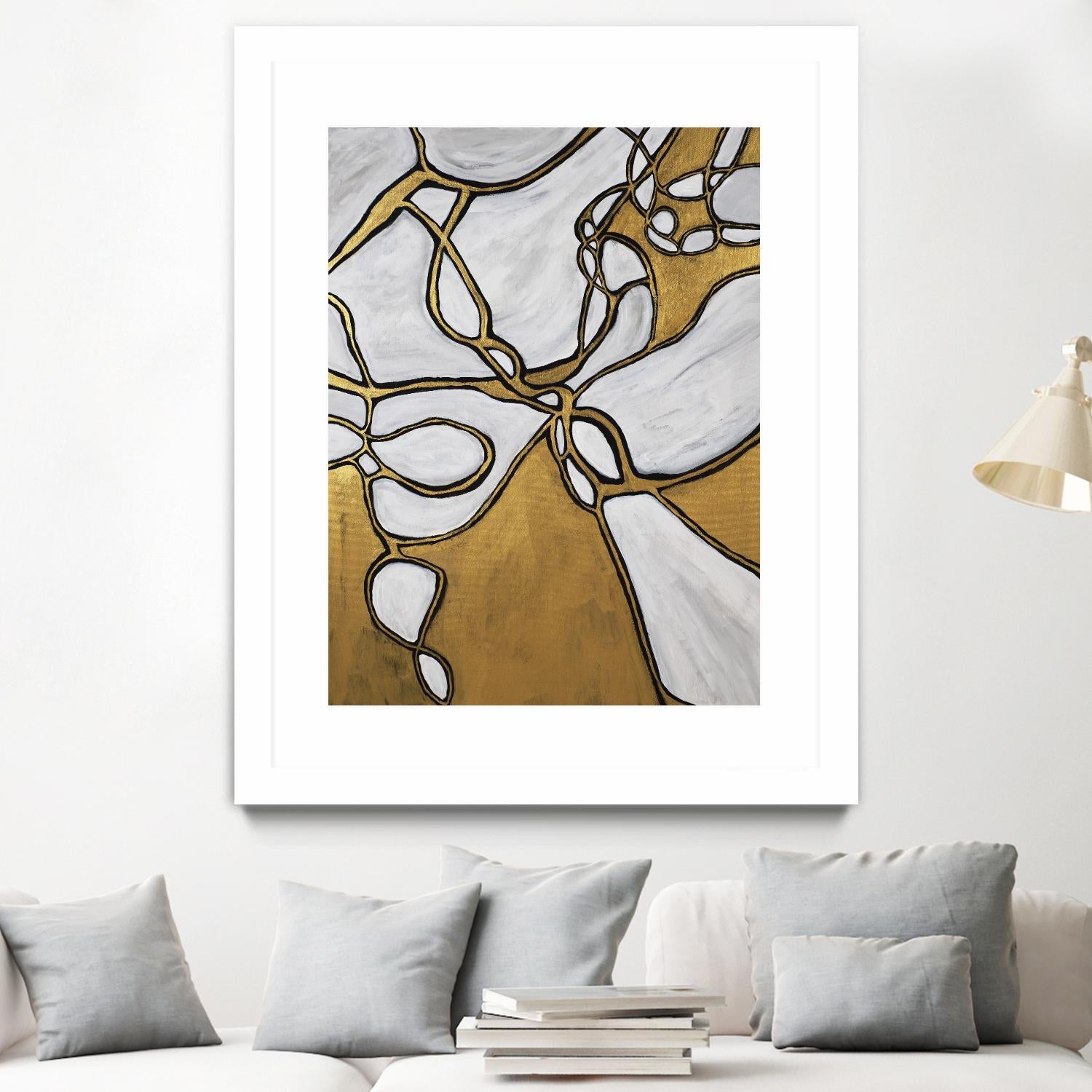 Mocha Latte -Gold - 2 by Lori Dubois on GIANT ART - gold linear
