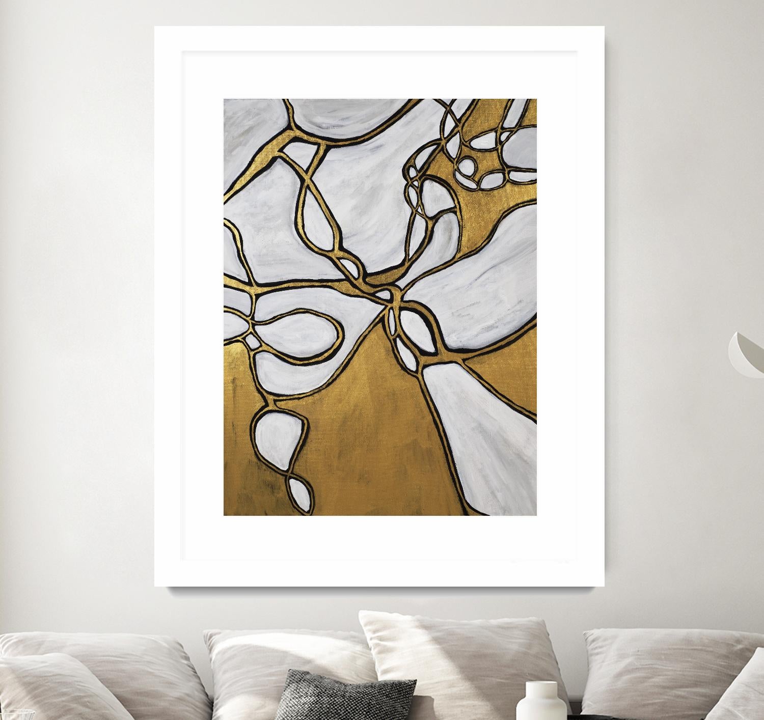 Mocha Latte -Gold - 2 by Lori Dubois on GIANT ART - gold linear
