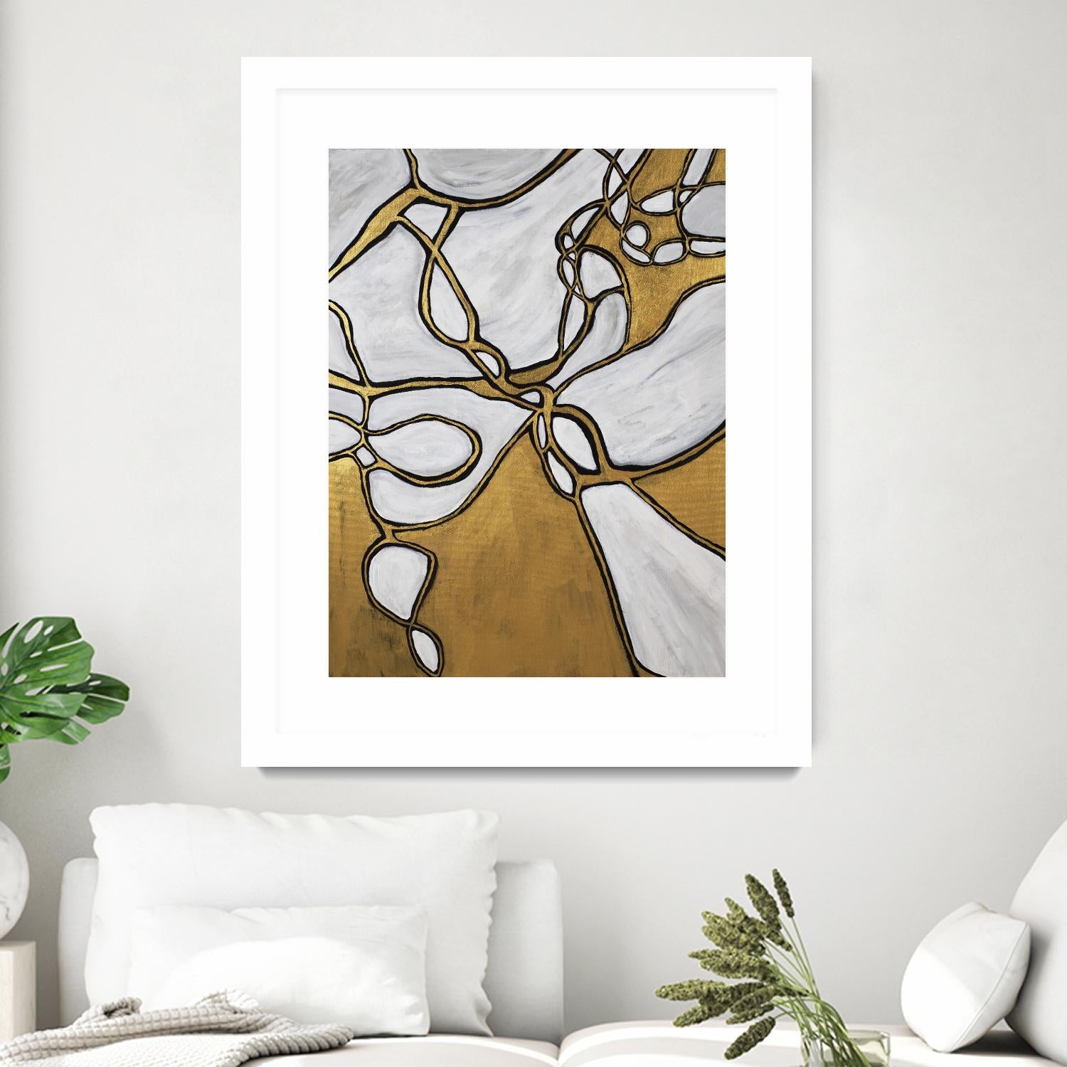 Mocha Latte -Gold - 2 by Lori Dubois on GIANT ART - gold linear