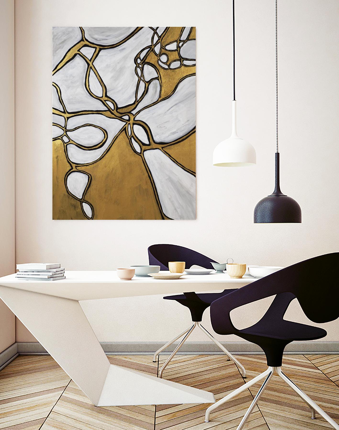 Mocha Latte -Gold - 2 by Lori Dubois on GIANT ART - gold linear