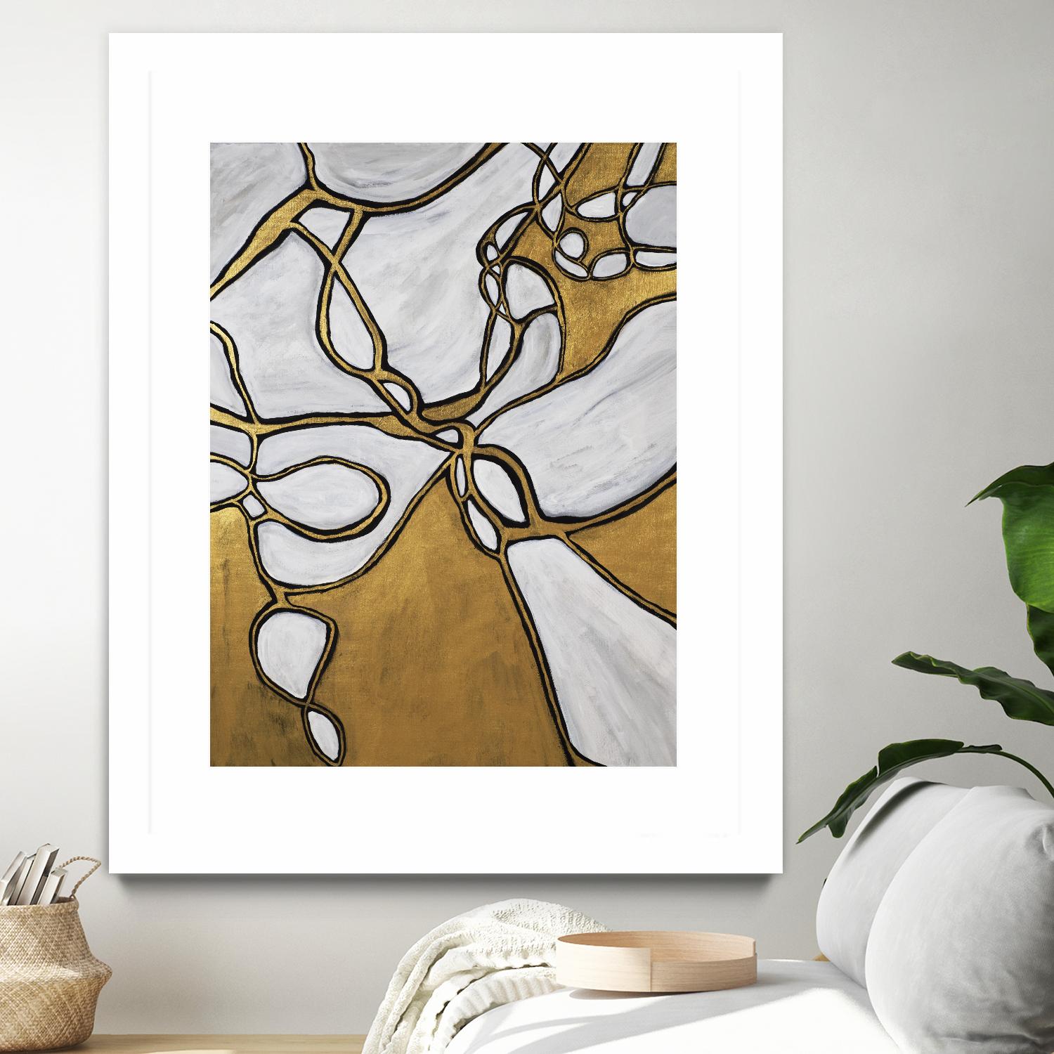 Mocha Latte -Gold - 2 by Lori Dubois on GIANT ART - gold linear