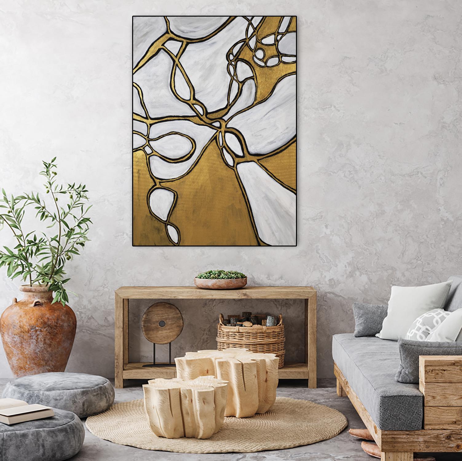 Mocha Latte -Gold - 2 by Lori Dubois on GIANT ART - gold linear