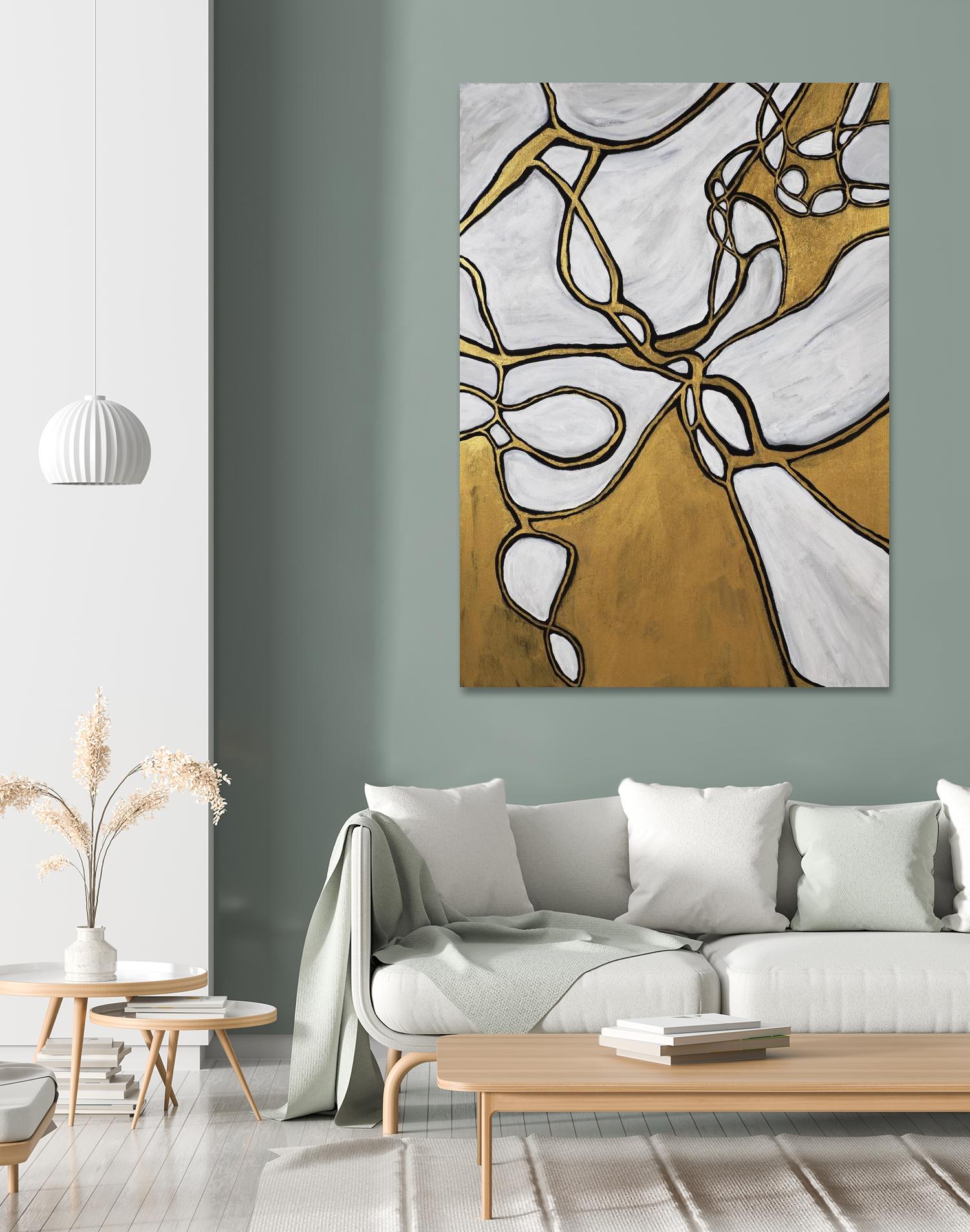 Mocha Latte -Gold - 2 by Lori Dubois on GIANT ART - gold linear