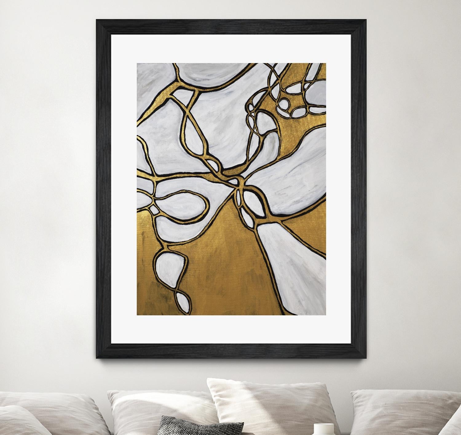 Mocha Latte -Gold - 2 by Lori Dubois on GIANT ART - gold linear
