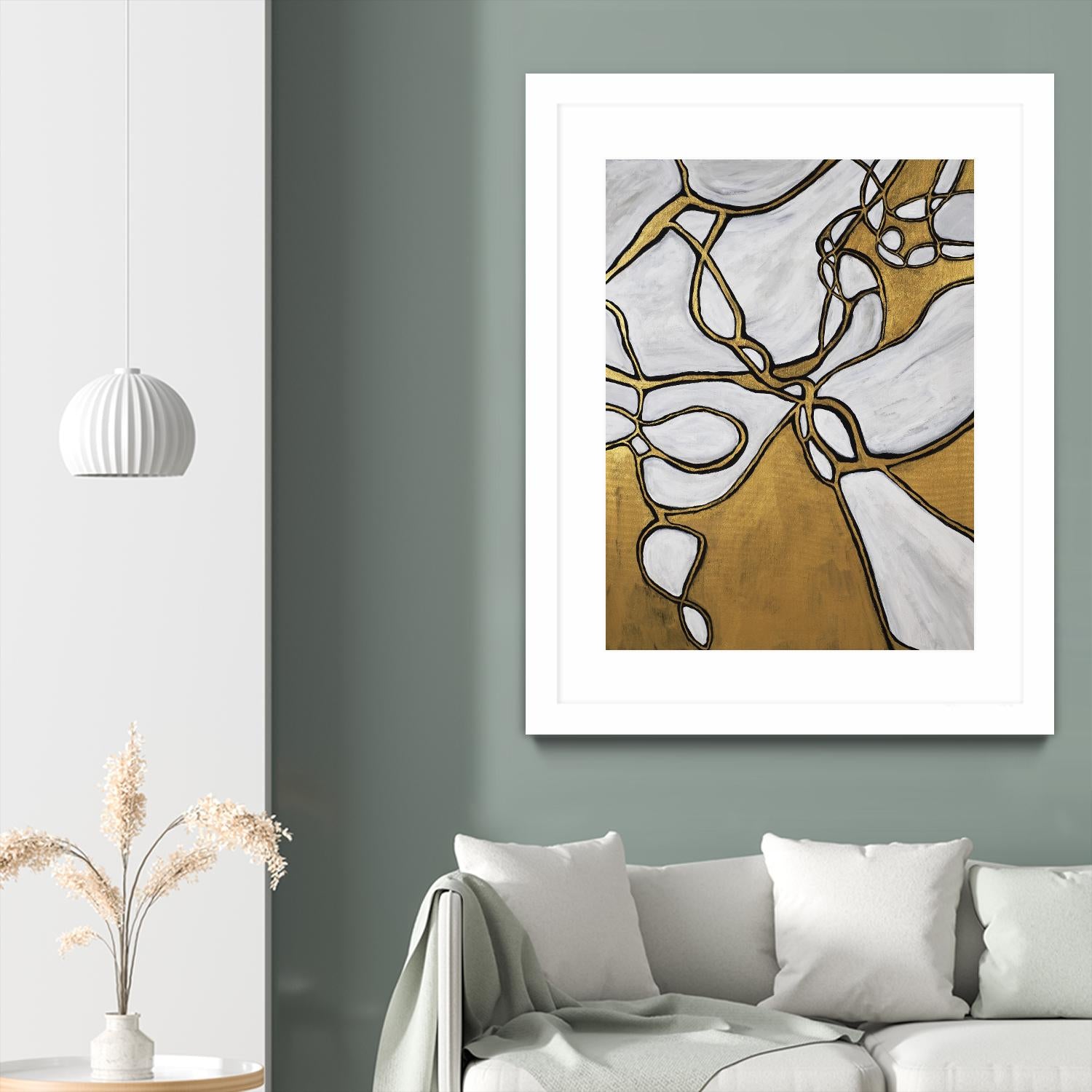 Mocha Latte -Gold - 2 by Lori Dubois on GIANT ART - gold linear