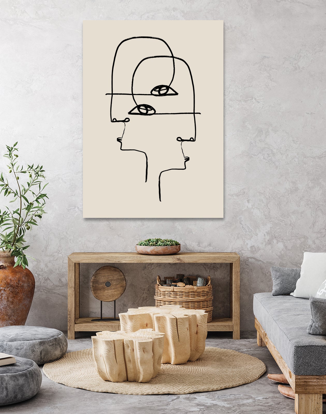 Faces by M Studio on GIANT ART - beige minimalist