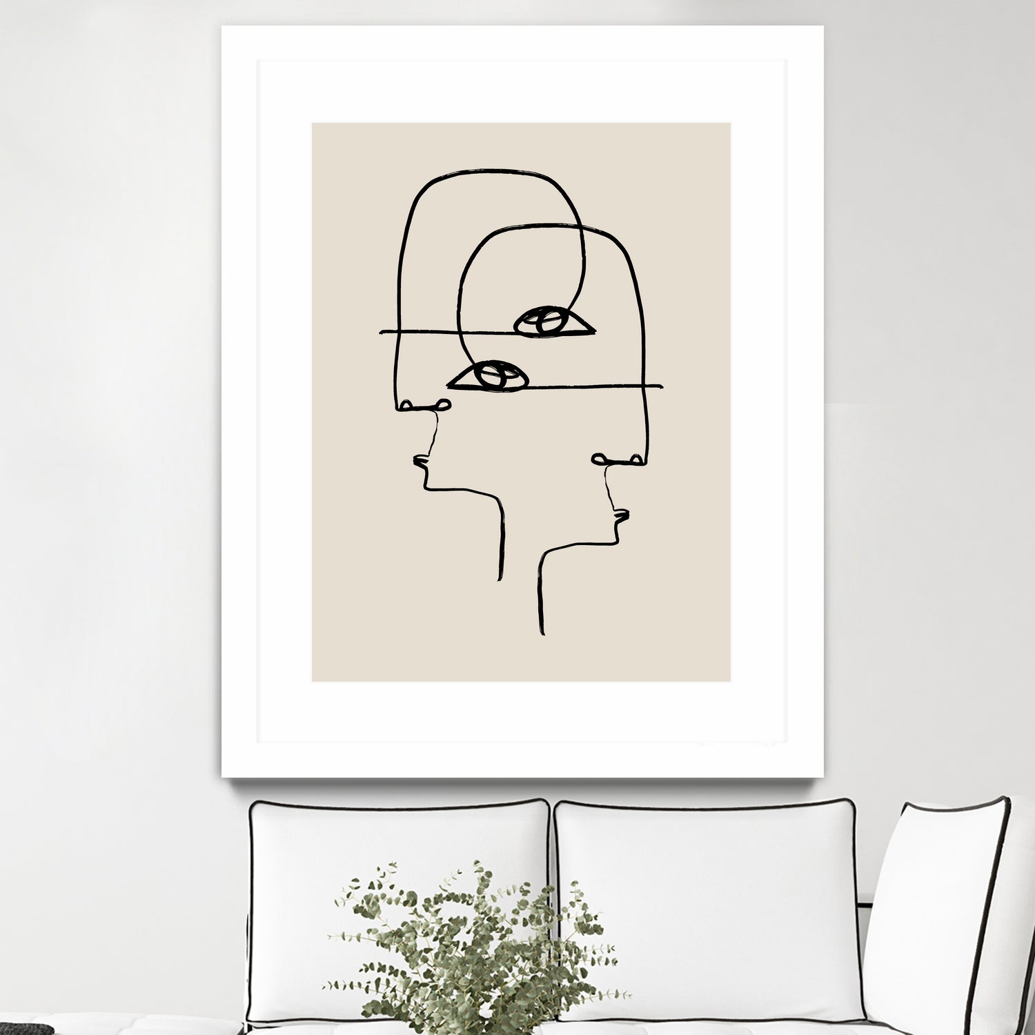 Faces by M Studio on GIANT ART - beige minimalist