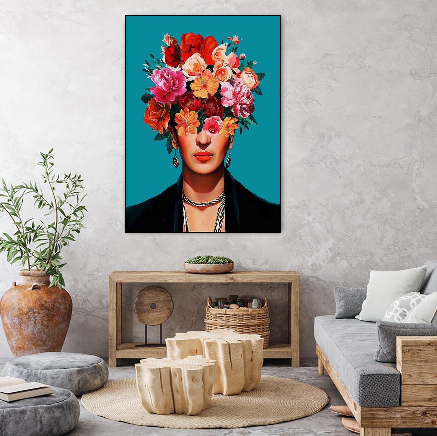 Frida's flowers by Clicart Studio on GIANT ART - red botanical frida kahlo