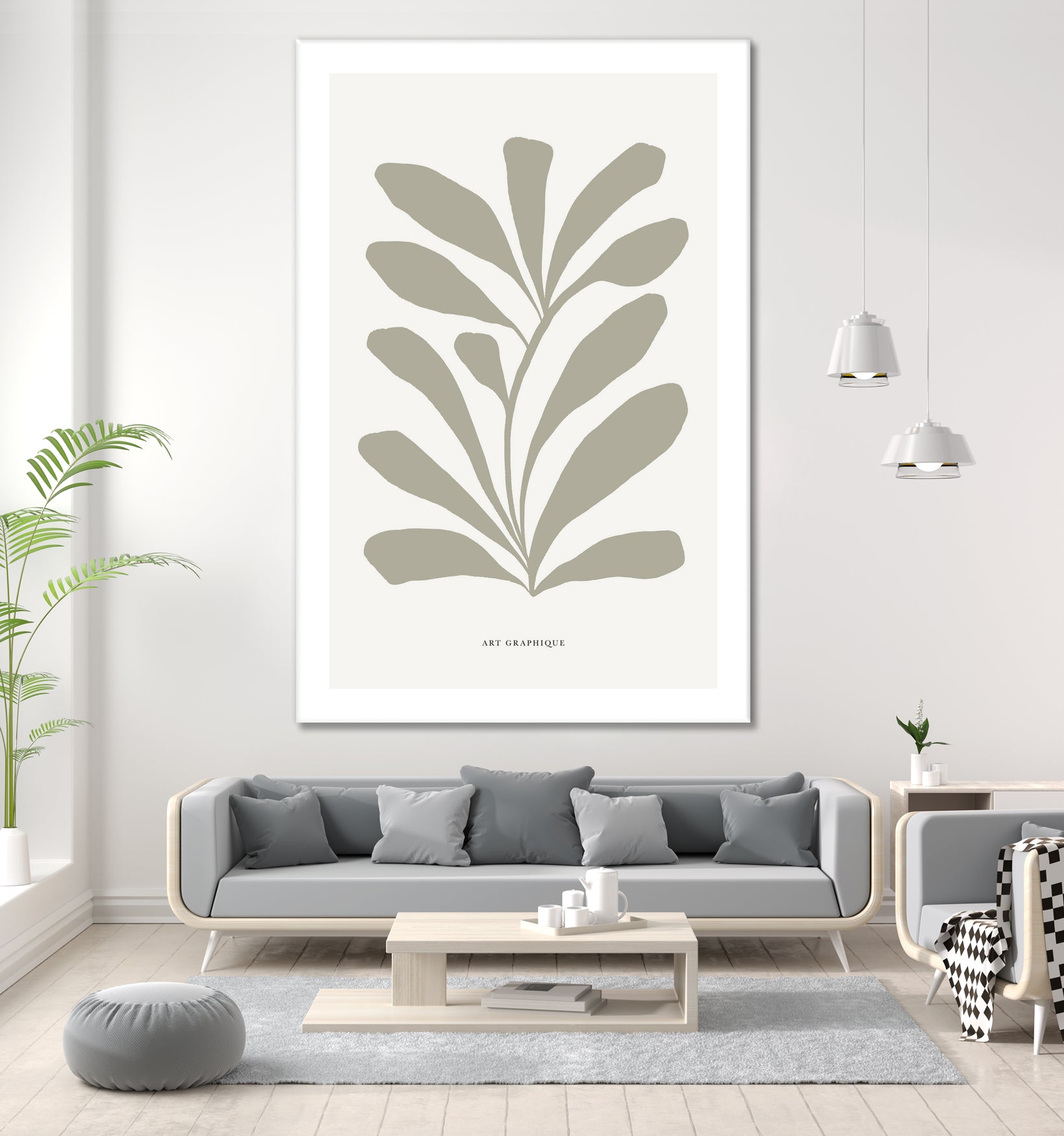 Floraison by M Studio on GIANT ART - beige scandinavian flowers