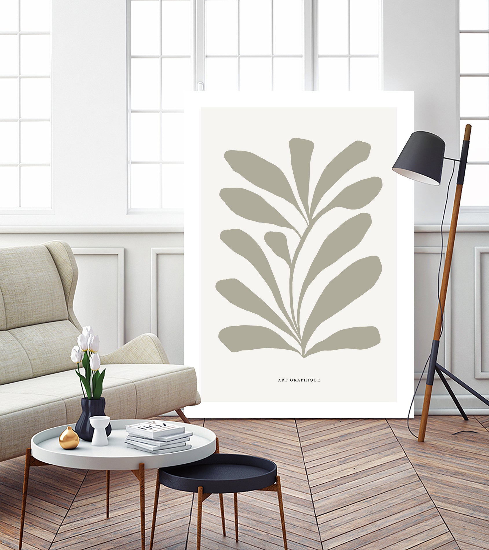 Floraison by M Studio on GIANT ART - beige scandinavian flowers