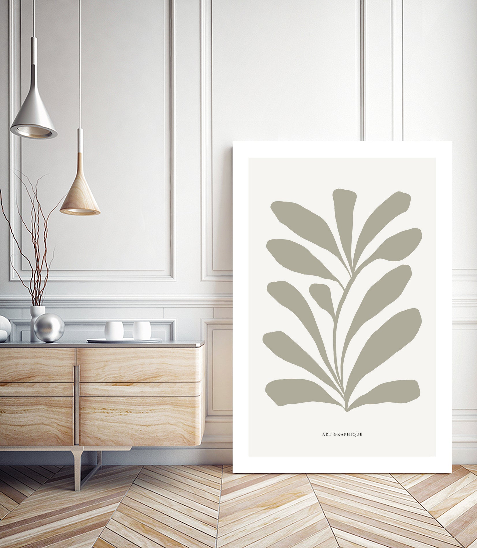 Floraison by M Studio on GIANT ART - beige scandinavian flowers