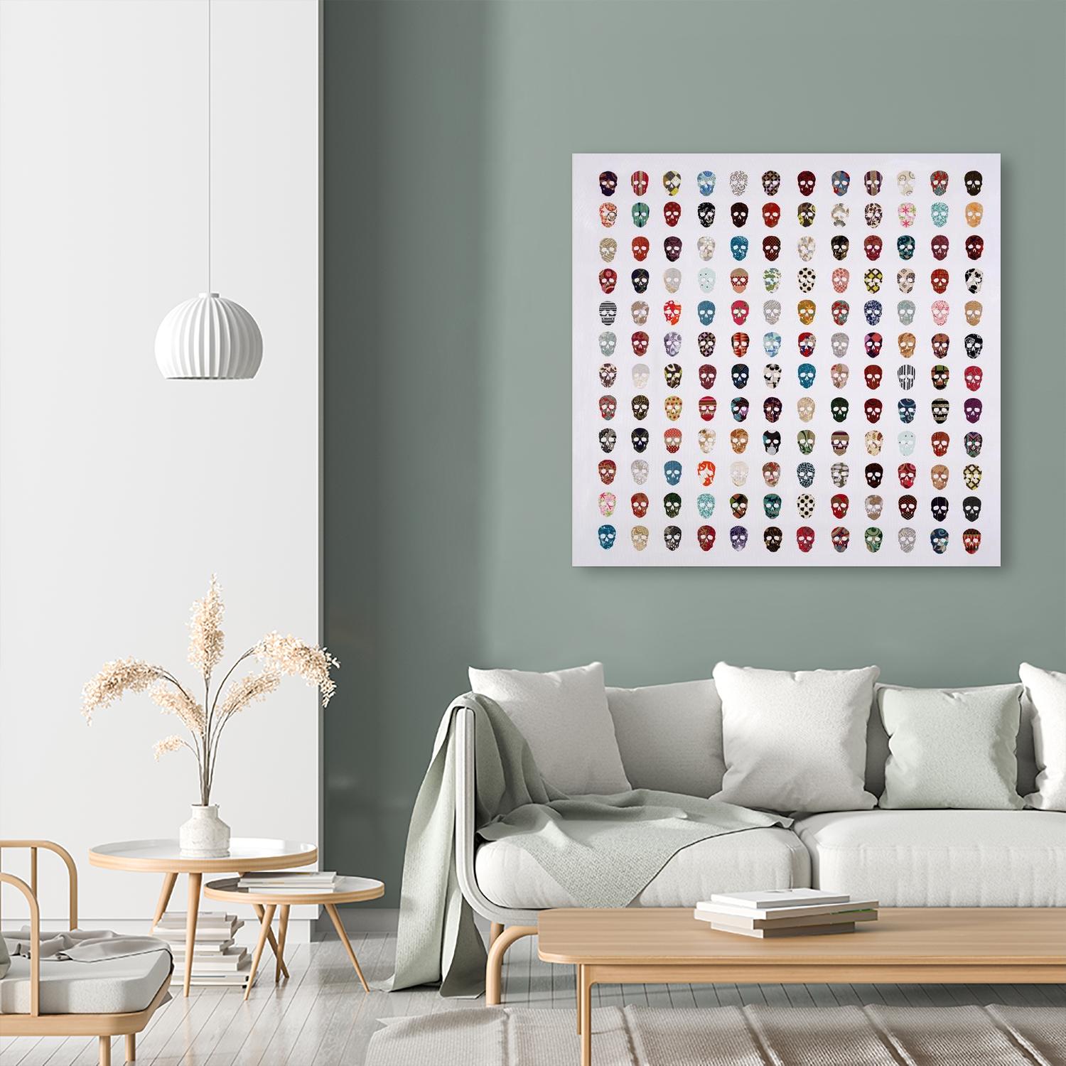 Gorgeous Crowd by Daleno Art on GIANT ART - red patterns sculls