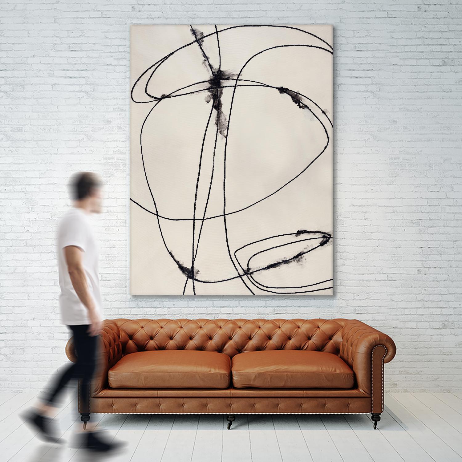 Tangled Ties by Daleno Art on GIANT ART - beige black & white abstrait 