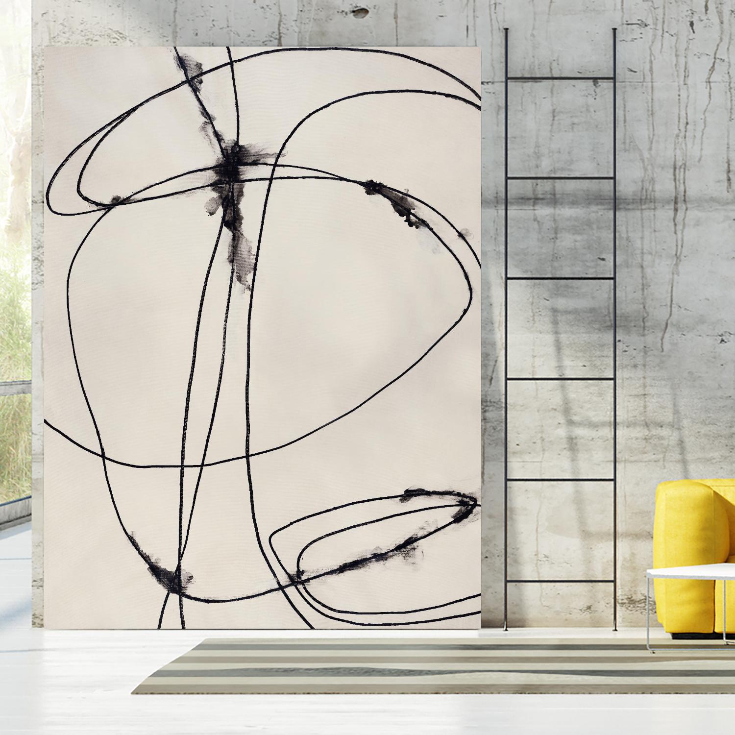 Tangled Ties by Daleno Art on GIANT ART - beige black & white abstrait 