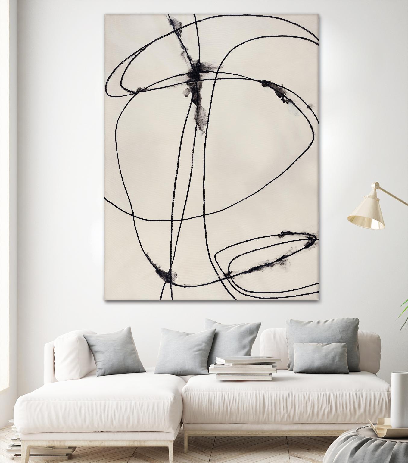 Tangled Ties by Daleno Art on GIANT ART - beige black & white abstrait 