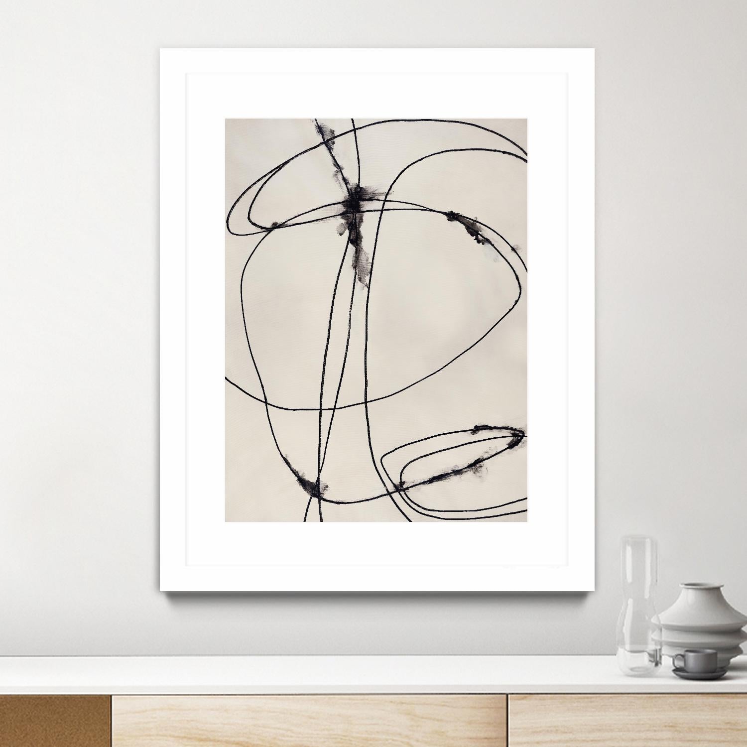 Tangled Ties by Daleno Art on GIANT ART - beige black & white abstrait 